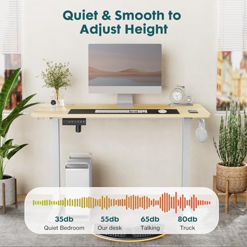 Adjustable Height Electric Standing Desk 55x24 Inch Black W5266