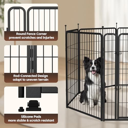 mestyl Dog Play Pen, Heavy Duty Metal Puppy Playpen with Gate, 32" Height 8 Panels Foldable S95299