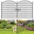 16 Panels No Dig Garden Fence with Gate, 32in x 38.6ft Decorative Dog Fence Outdoor for Yard, Tall Animal Barrier Fencing Rustproof Metal Garden Edging Border, Temporary Fencing for Outdoor, Patio