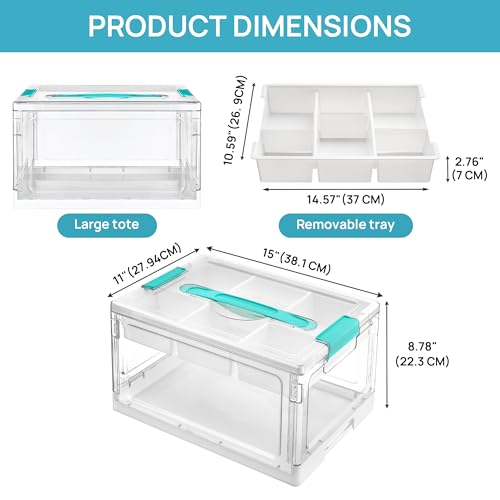 Vtopmart 24 QT Clear Plastic Craft Organizer with Removable Trays and Dividers E797534
