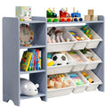 MallBest 4-Tier Kids' Toy Storage Organizer Shelf with 9 Plastic Bins F1027