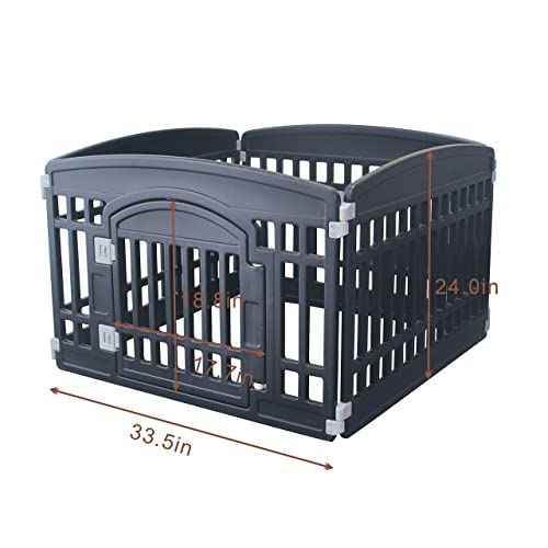 Pet Playpen for Dogs Heavy Plastic Exercise Pen Indoor Outdoor Folding Cage 6 Panels White L83956
