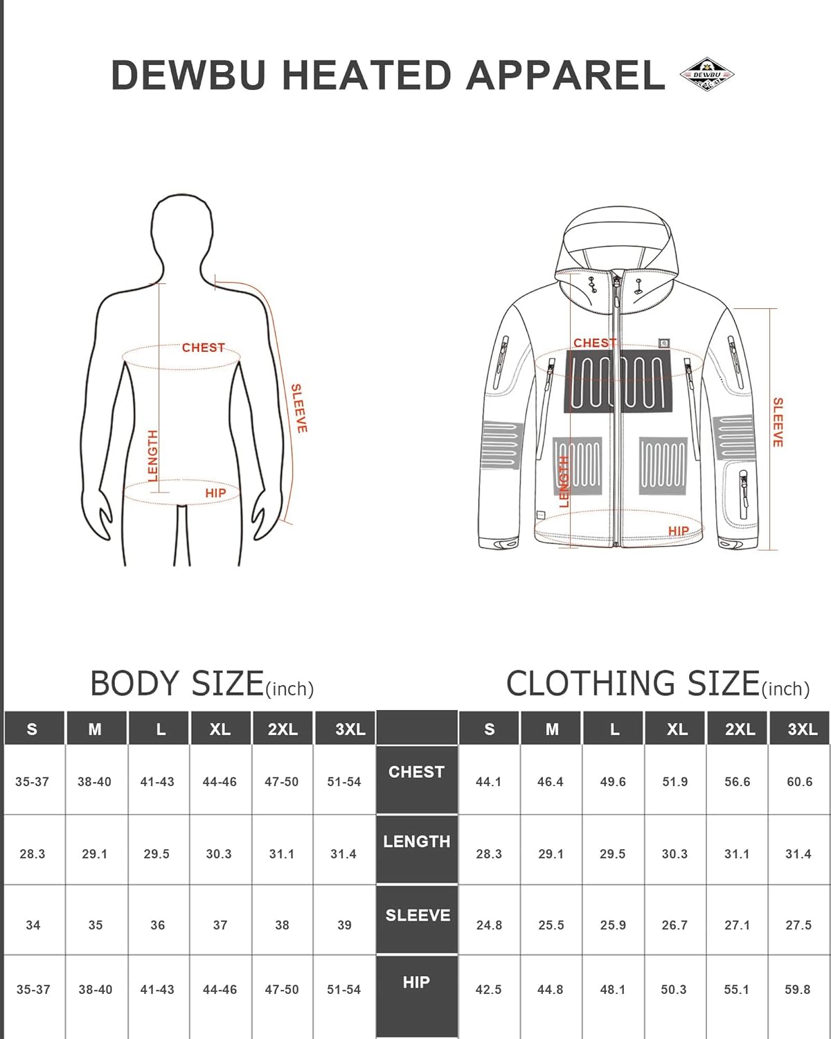 DEWBU Heated Jacket for Men with 12V Battery Pack, Grey, L L978