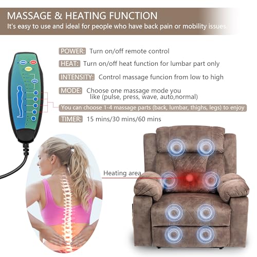 Power Lift Chair Recliner with Massage and Heat for Adults, Dual Motor H2507