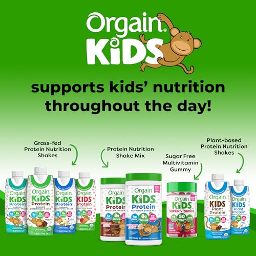 Orgain Organic Kids Protein Nutritional Shake, Chocolate, 8g Protein, 8.25 Fl Oz (Pack of 12) S5828