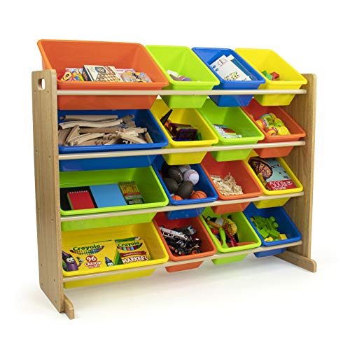 Humble Crew Supersized Toy Storage Organizer with 16 Removable Bins, Grey/White D772791
