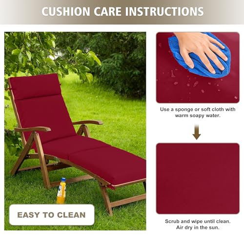 Chaise Lounge Cushion 72x21x3 Inch Set of 2 Outdoor Patio Cream B783089