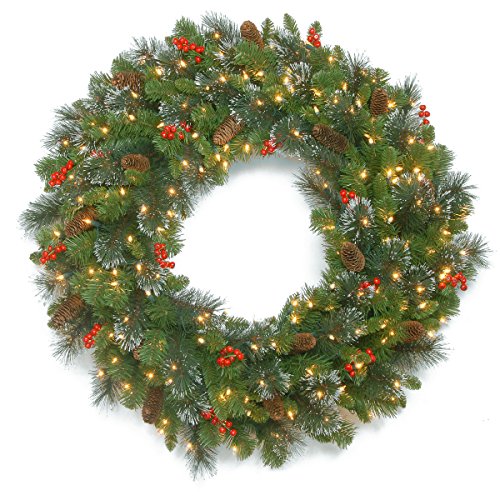 National Tree Company 30 in Pre-Lit Crestwood Spruce Artificial Christmas Wreath with Clear Lights G9281