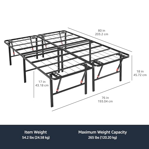 Amazon Basics Foldable Metal Bed Frame with Storage, Full Size, Black A770