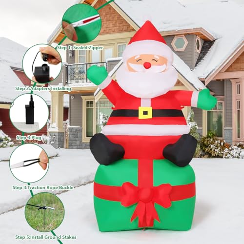 COMIN 7 FT Christmas Inflatables Santa with Built-in LEDs for Outdoor Yard U919