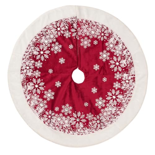 GMOEGEFT Christmas Tree Skirt 48 Inches Red Velvet K716366