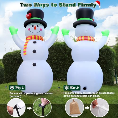 10 FT Christmas Inflatables Snowman Outdoor Yard Decorations with LED Lights C52642