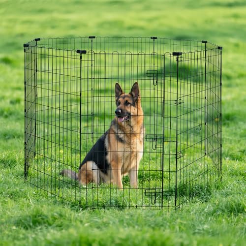 Amazon Basics Foldable Octagonal Metal Dog Playpen, Extra Large, Black G18040