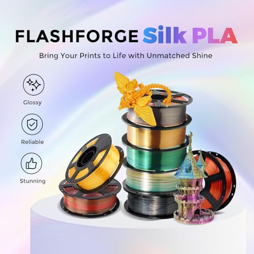 FLASHFORGE Silk PLA Filament 1.75mm, 1kg Spool V8381