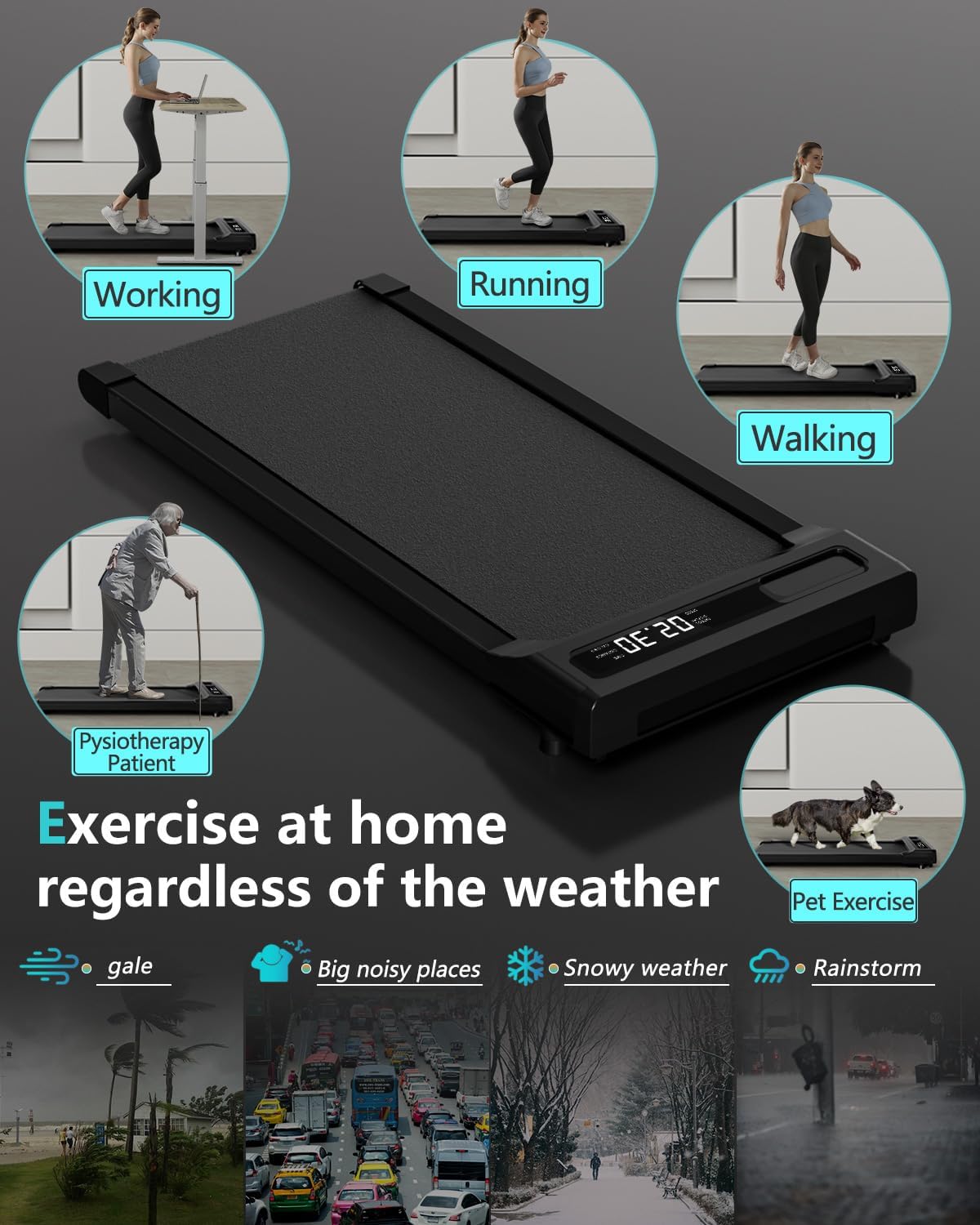 Walking Pad Under Desk Treadmill with Remote Control, 2 in 1 for Walking and Jogging Q332