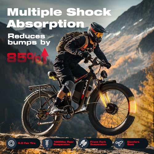 3000W Dual Motors Electric Bike for Adults, 52V 25Ah 26" Fat Tire Full Suspension L397237