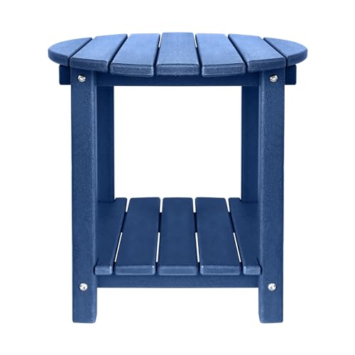 Adirondack Round Outdoor Side Table 2-Tier HDPE Patio End Table (Teak) E9066