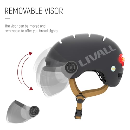 LIVALL L23 Smart Bike Helmet with LED Lights & Removable Visor A779416