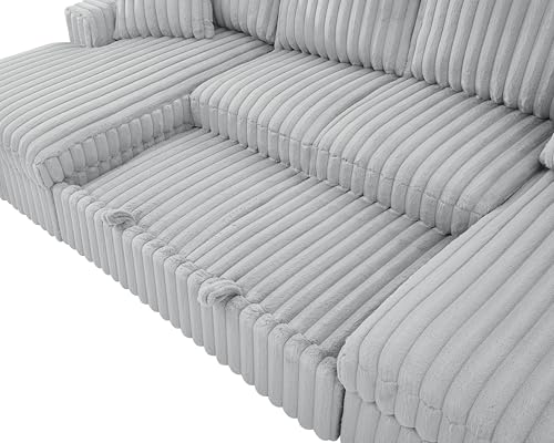 roomfitters U Shaped Sleeper Sofa 122 Inch with Double Storage Chaise, Grey K9403