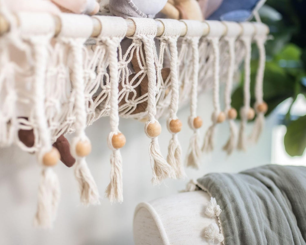 Crane Baby Willow Macrame Hanging Storage Bin for Nursery Z564