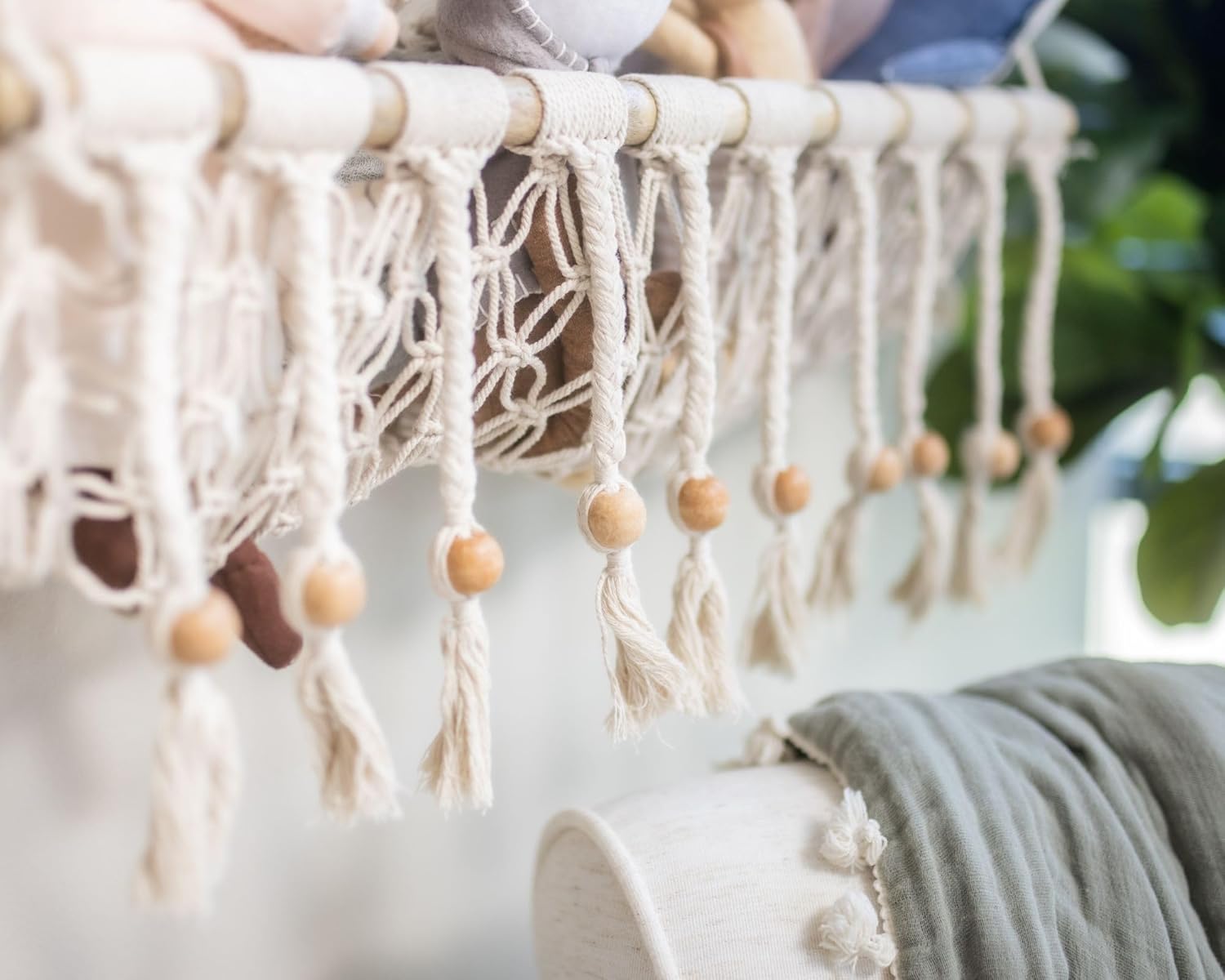 Crane Baby Willow Macrame Hanging Storage Bin for Nursery Z564