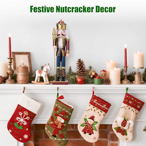 King Nutcracker Figures, 15 Inch Wooden Christmas Nutcracker with Scepter Y741824