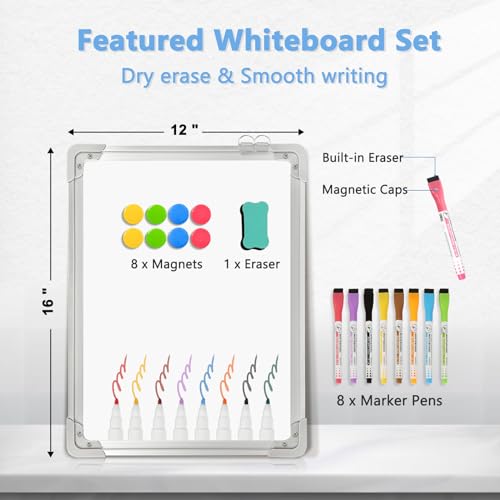 Double-Sided Magnetic Dry Erase Board for Wall, 12" x 16" A751636