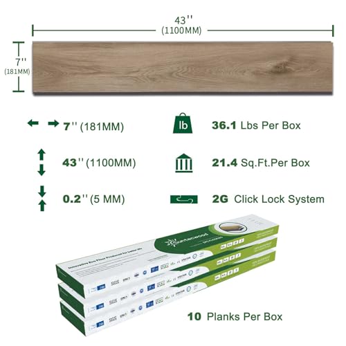 Interlocking Luxury Vinyl Flooring Wood-Look Planks SPC Rigid Core Waterproof Hickory Q852539