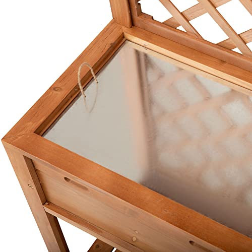 Outsunny Garden Potting Bench Outdoor Wooden Workstation Table with Storage Shelf E755029