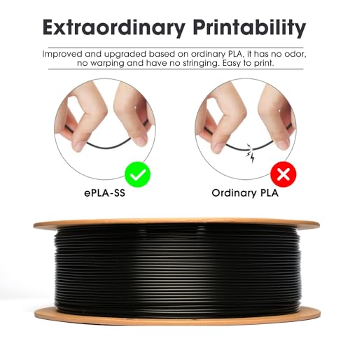 eSUN PLA Basic Filament 1.75mm, 3D Printer Filament, 1KG Spool, Black B3638