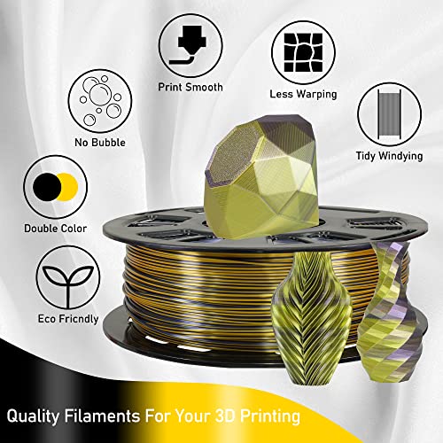 MIKA3D Bicolor Silk PLA 3D Printer Filament Bundle, 1.75mm, 6 Spools V5573