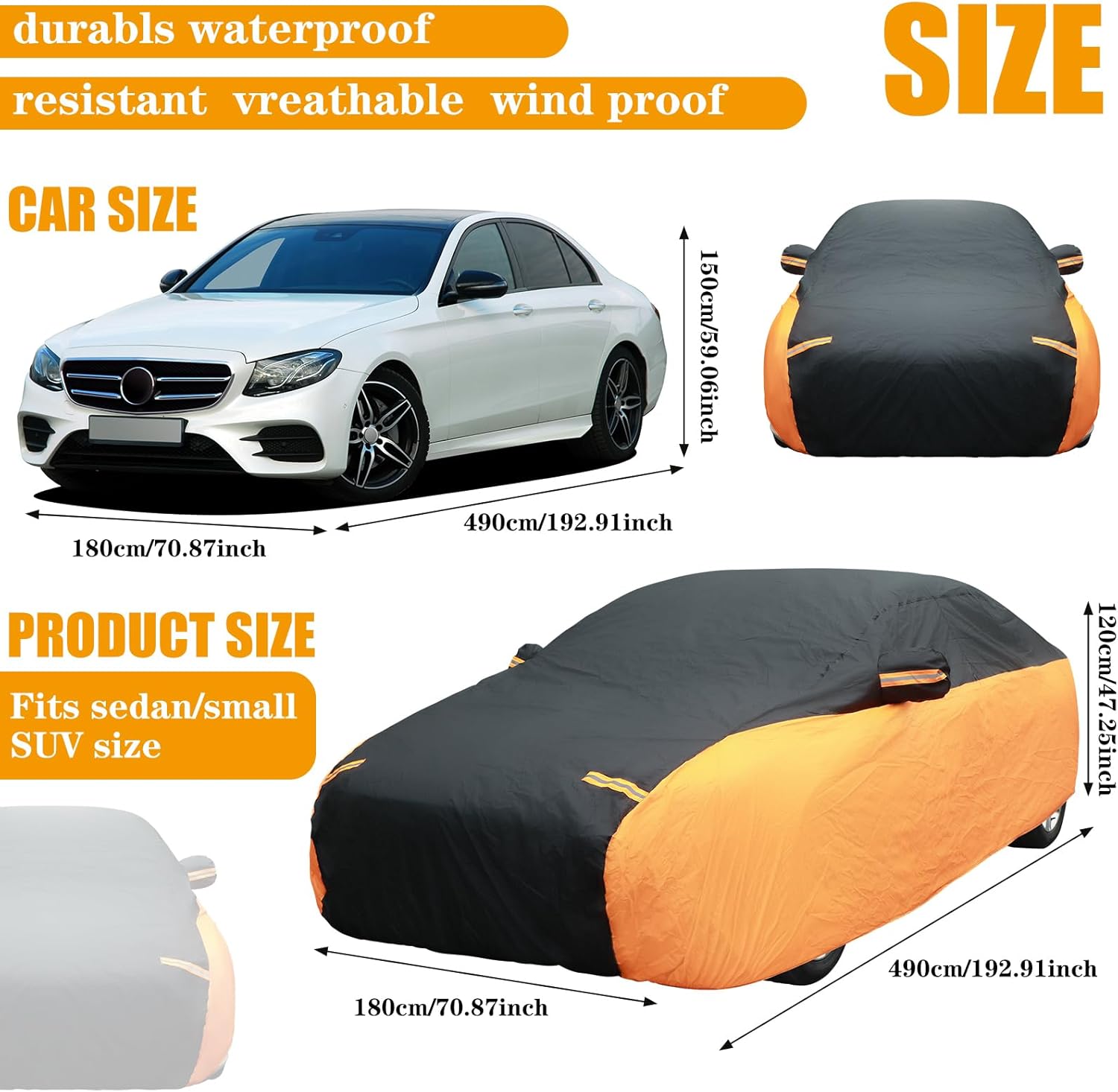 Waterproof Full Car Cover for Sedan Outdoor UV Rain Protection A68470