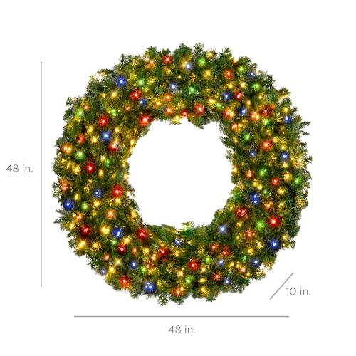 Best Choice Products 60in Pre-Lit Fir Christmas Wreath with 300 LED Lights E577048