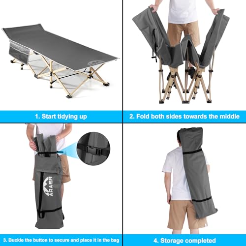 Camping Cot with Mattress, Portable Folding Bed with Carry Bag for Adults C4766