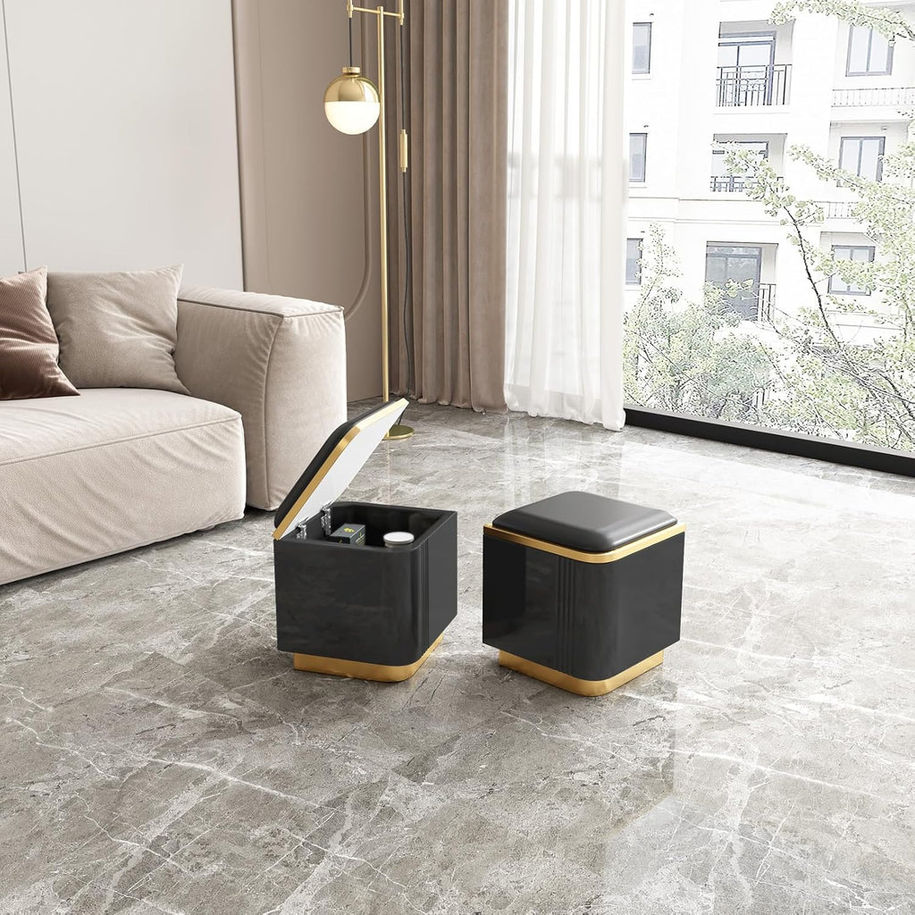 Black Lift Top Coffee Table with 4 Storage Stools T544