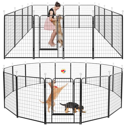 Dog Playpen Outdoor Extra Wide 12 Panels Heavy Duty 40" Height with Doors Portable G77703
