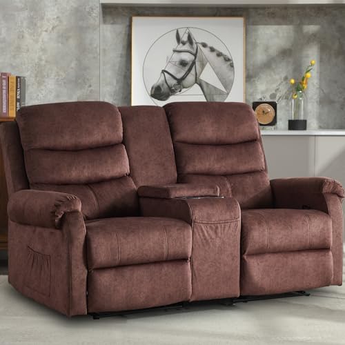 65.7" Manual Loveseat Recliner with Storage Console, Grey Linen G3610