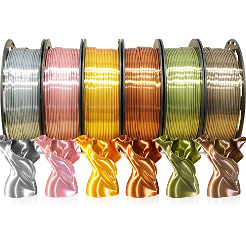 MIKA3D Bicolor Silk PLA 3D Printer Filament Bundle, 1.75mm, 6 Spools V5573