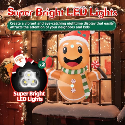 B&D 12FT Giant Christmas Inflatables Snowman Outdoor Decorations with Rotating LED Lights B36000