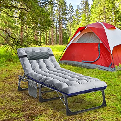 Portable Folding Camping Cot, Adjustable Reclining Chaise with Pillow U54731