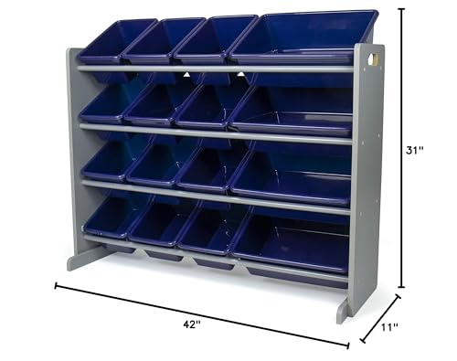 Humble Crew Supersized Toy Storage Organizer with 16 Removable Bins, Grey/White D772791