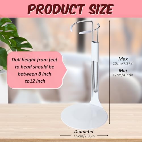 24 Pcs Adjustable Doll Stands for 8"-12" Action Figures (White, Silver) K3185