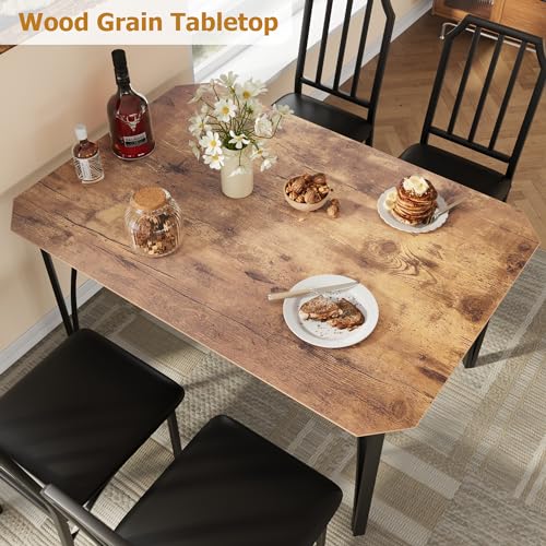 GAOMON Dining Table Set for 2 with Cushion Seats, Rustic Brown L77092