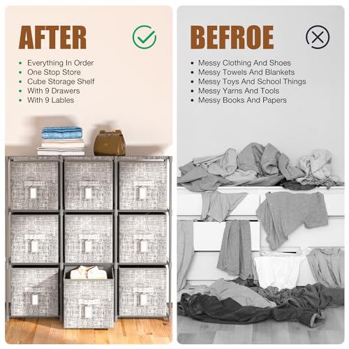 Cube Storage Organizer with 6 Printed Bins and Labels Y73983