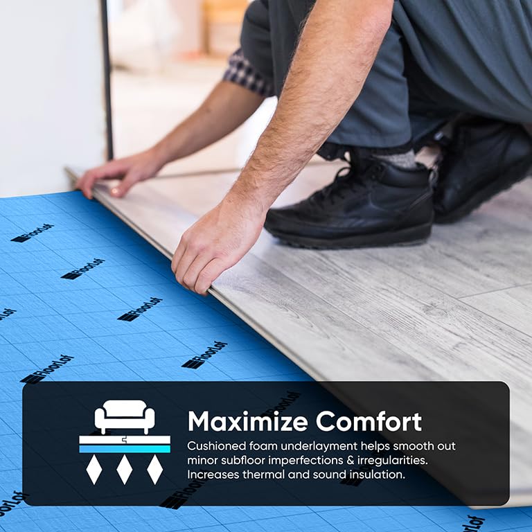 BlueStep Underlayment with Moisture Barrier for Laminate and Wood Floors E285095