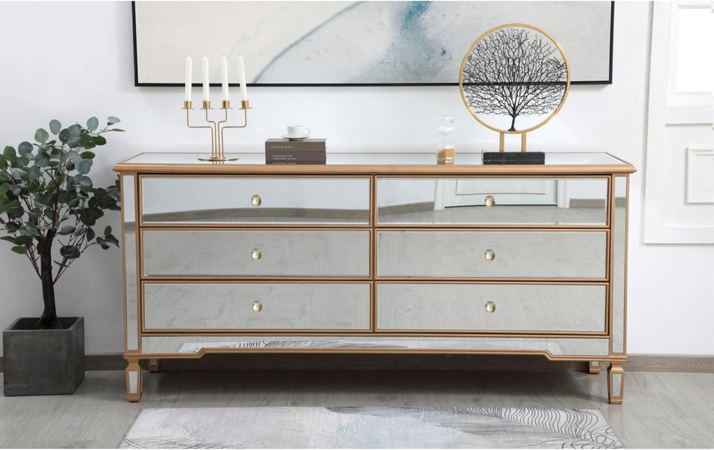Contempo 72 in. Mirrored Chest Antique Gold P453