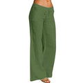 Women Linen Casual Solid Cotton Elastic Waist Drawstring Long Wide Leg Pants Elastic Winter Pants