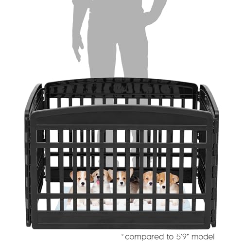 IRIS USA 24" 6-Panel Dog Playpen for Puppies & Small Dogs, Black N28330