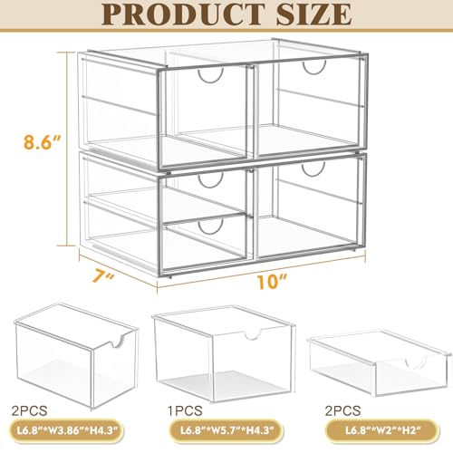 Acrylic Makeup Organizer with 19 Drawers, 4 Pack Clear Storage B90209