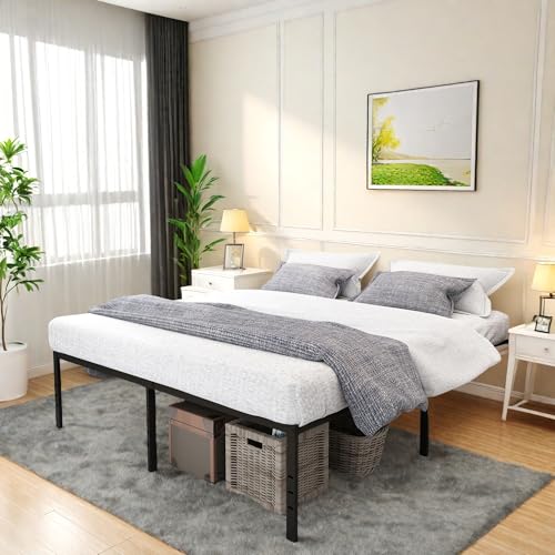 Full Size Metal Platform Bed Frame with Headboard, Black U138819